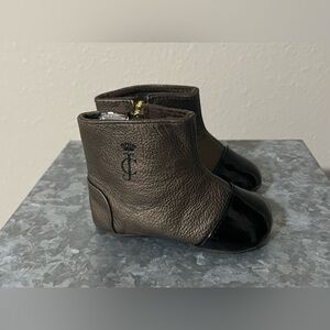 Juicy Couture Brown & Black Side Zip Ankle Boots, Infant Size 4